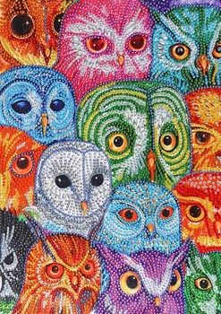 DIAMENTOWY HAFT MANDALA MOZAIKA SOWY 7D 30X40