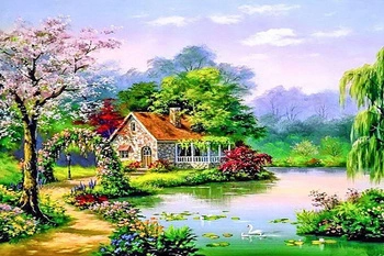 Malowanie Po Numerach 40 X 50 Cm Dom Nad Stawem