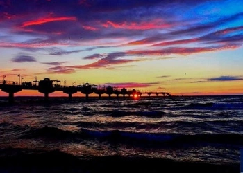 Diamentowa Mozaika Widnokrąg Zachód Słońca Na Molo 30x40 Cm Kreatywne