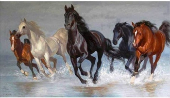 Diamentowa Mozaika Haft Diamentowy Konie W Galopie W Wodzie 80x40cm