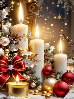 Diamentowa Mozaika Bożonarodzeniowe Trzy Świece 30x40 Cm Kreatywne Diamenty