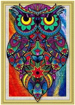 Diamentowa Mozaika Haft 7D Mozaika Sowa Abstrakcja 30X40 Cm Kreatywne