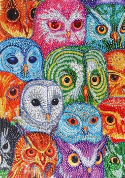 Diamentowa Mozaika Haft Mandala 7D Mozaika Sowy 30X40