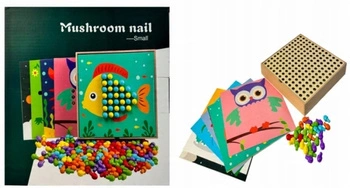 Drewno Mozaika Układanka Z Grzybków W Skrzynce Montessori