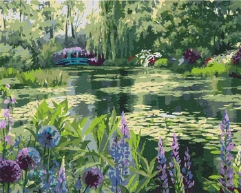 Malowanie Po Numerach Staw W Lesie Z Liliami 50X40 Z Ramą