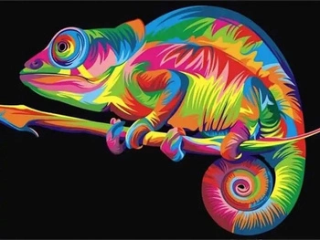 Malowanie Po Numerach Kameleon Na Gałęzi 40X50 Cm Na Ramie Kreatywne