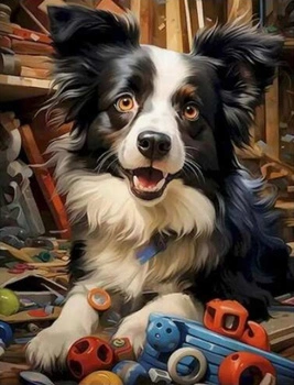 DIAMENTOWA MOZAIKA PIES CZARNY W ZABAWKACH PAK 30 
30X40