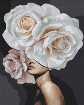 Diamentowa Mozaika Kobieta Z Rózami Haft Kreatywny 30x40 Cm