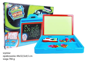 TABLICA 2W1 MALOWANIE ŚWIATŁEM / MAGNETYCZNA Z LITERKAMI W SKRZYNCE KARTON  PAK 36/18
wymiary: 44*43*32.3
