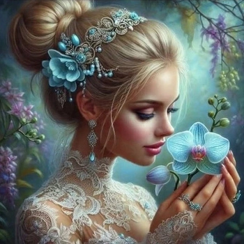 Diamentowa Mozaika Kobieta Ze Storczykiem 30x40 Cm Kreatywne Diamenty