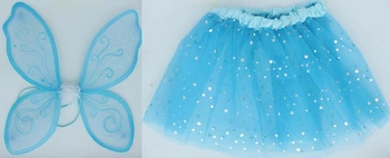 STRÓJ SKRZYDEŁKA BŁEKIT + SPÓDNICZKA CEKINY PAK 120