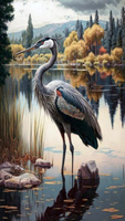 Diamentowa Mozaika Ptak Piękny Żuraw W Stawie 30x40Cm Kreatywne Diamenty