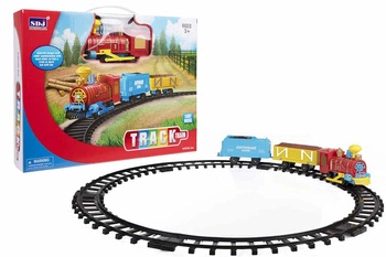 KOLEJKA KOLOR 2 WAGONY WEGLARKA TORY ŚREDNICA 59 CM KARTON pak 36
