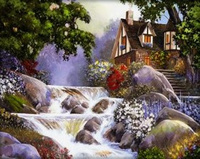 MALOWANIE PO NUMERACH DOM, WODOSPAD 50X40 CM+ RAMA