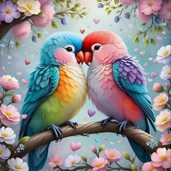 Diamentowa Mozaika Ptaki Zakochane Na Gałęzi 30x40 Cm Kreatywne Diamenty