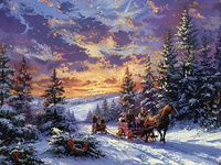 Malowanie Po Numerach Zimowy Kulig O Zachodzie 40X50 Cm Na Ramie Kreatywne