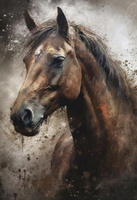 Diamentowa Mozaika Portret Konia W Błocie 30x40Cm Kreatywne Diamenty