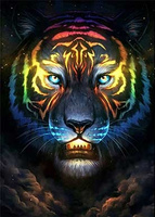 Diamentowa Mozaika Kolorowy Tygrys 30X40 Cm Kreatywne Diamenty