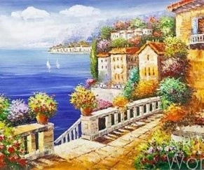 Malowanie Po Numerach Miasteczko Morze 40x50