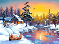 Malowanie Po Numerach Wiewiórka Na Tle Domu Zimą 50X40 Cm Na Ramie