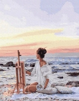 Malowanie Po Numerach 50X40 Cm Kreatywne Kobieta Artystka Nad Brzegiem