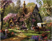 Malowanie Po Numerach Bryczka Na Tle Domu I Ogrodu 50x40 Z Ramą