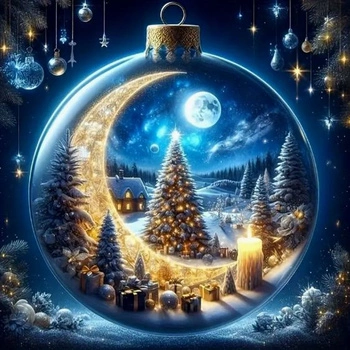 Diamentowa Mozaika Choinka Zamknięta W Bombce 30x40 Cm Kreatywne Diamenty