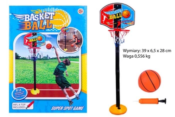 KOSZYKÓWKA NA STOJAKU BASKET BALL + PIŁKA Z POMPKĄ KARTON NIEBIESKI / 36/18
Wymiary: 39 x 6,5 x 28 cm, Waga 0,556 kg