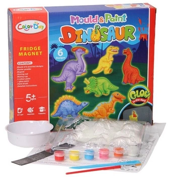 GIPSOWE MAGNESY DO MAL.-DINOZAURY KARTON (6 FARB, 6 FORM, MISKA I MIESZADŁO, PĘDZEL ) pak 48 
Wymiar opakowania: 27.00*23.00*5.50