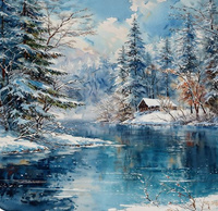 Diamentowa Mozaika Chata W Mroźny Dzień Zimą 30x40 Cm Kreatywne Diamenty