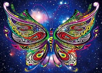 Diamentowa Mozaika Motyl Olbrzymi Na Niebieskim Tle 30x40 Cm