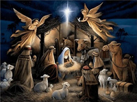 Malowanie Po Numerach Stajenka Nocą Pasterka Religia 40X50 Cm Na Ramie