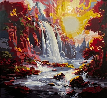 Malowanie Po Numerach Wodospad O Zachodzie 40X50 Cm Na Ramie Kreatywne