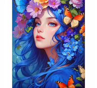 Diamentowa Mozaika Kobieta W Kwiatach Motylach 30X40 Cm Kreatywne Diamenty