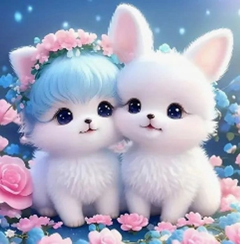 Diamentowa Mozaika Króliki Parka Urocza 30x40 Cm Kreatywne Diamenty