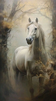 Malowanie Po Numerach Biały Koń We Mgle 40X50 Cm Na Ramie Kreatywne