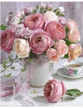 Malowanie Po Numerach Bukiet Róż 50x40 Cm+ Rama