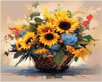 Diamentowa Mozaika Bukiet Słoneczników W Koszu 30X40 Cm Kreatywne Diamenty