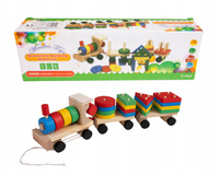 Drewniany Pociąg Z Piramidkami Układanka. 2 Wagony