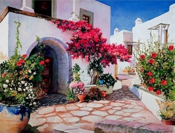 Diamentowa Mozaika Domek Śródziemnomorski 30x40