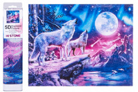 Diamentowa Mozaika Haft Diamentowy Wilki Na Skarpie 40x30cm