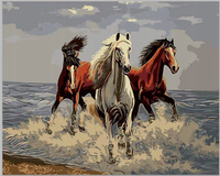 Malowanie Po Numerach Trzy Galopujące Konie 40X50 Cm Na Ramie Kreatywne