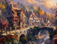 Diamentowa Mozaika Haft Diamentowy Górskie Miasteczko Nad Wodą 30x40
