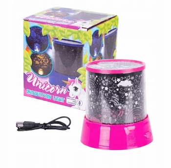 Projektor Lampka Z Motywem Jednorożca Zmienne/ Stałe Kolory Na USB Różowy