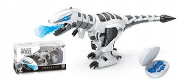 Cyber Dinozaur Na Radio Zionący Parą Sterowany Pilotem Biało Szary