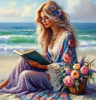 DIAMENTOWA MOZAIKA KOBIETA CZYTAJĄCA NA WYBRZEŻU PAK 30
30X40