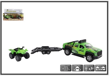 Auto z przyczepą i Quadem, światło, dźwięk 29 cm Off Road Laweta