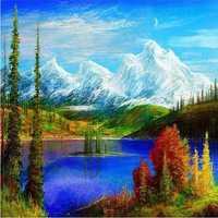 Diamentowa Mozaika Haft Diamentowy Górskie Jezioro 30x40cm