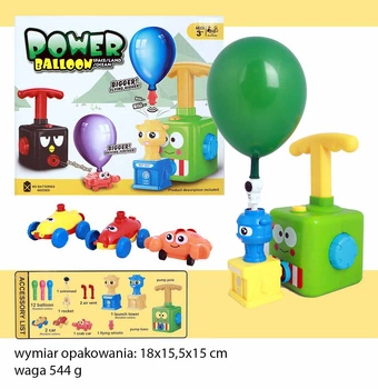 ZESTAW 3 POJAZDY AUTKA NAPĘDZANE POWIETRZEM BALONIKA