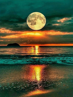 Malowanie Po Numerach Księżyc W Pełni Nad Oceanem 40X50 Z Ramą